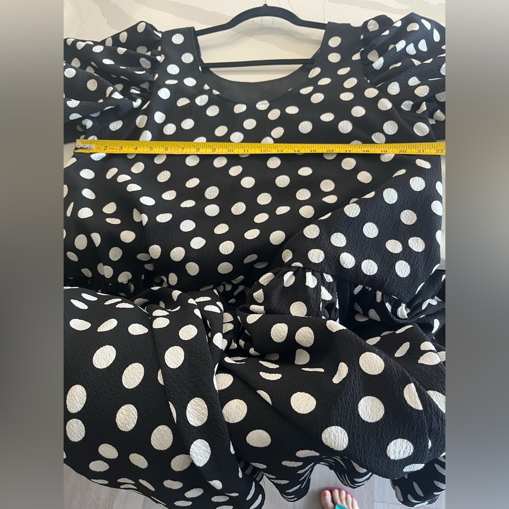 NWOT STINE GOYA Amelia Black and White Polka-Dot Puff Sleeve Dress - Picture 8 of 9